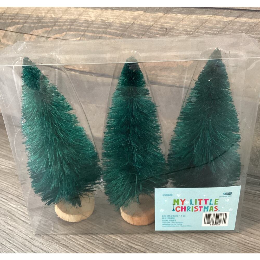 My Little Christmas 2021 Hobby Lobby 6" Sisal Bottlebrush Trees Green NIB